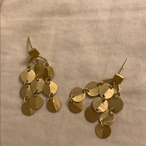 Gold gem dangly earrings